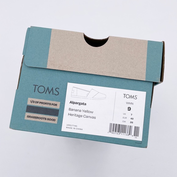 NEW Toms Women's Alpargata Heritage Canvas Cotton Slip On Shoes in Banana Yellow - Picture 8 of 8